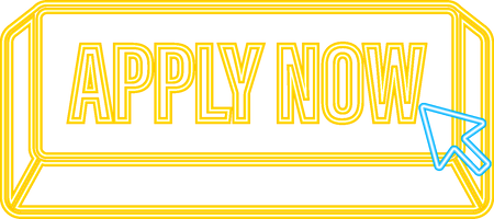 Apply now. Web neon banner. Arrow, cursor icon. Arrow vector